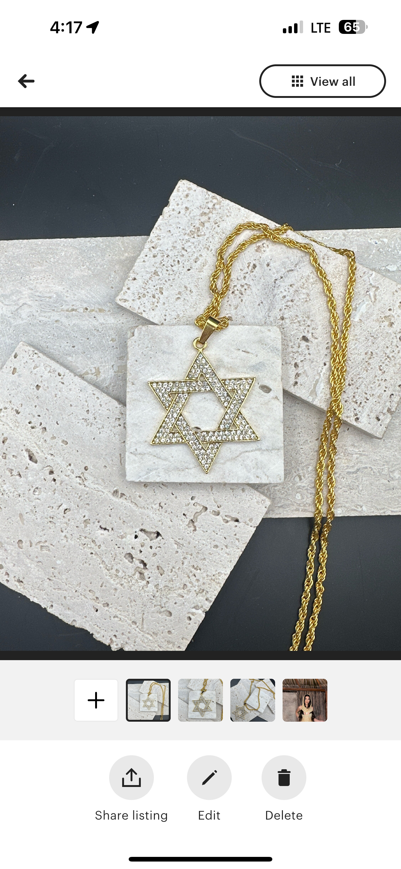 LARGE pendant Jewish Star crystals Magen David Necklace for Men and Women Gold